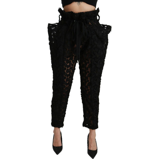 Chic Tapered High Waist Lace Pants