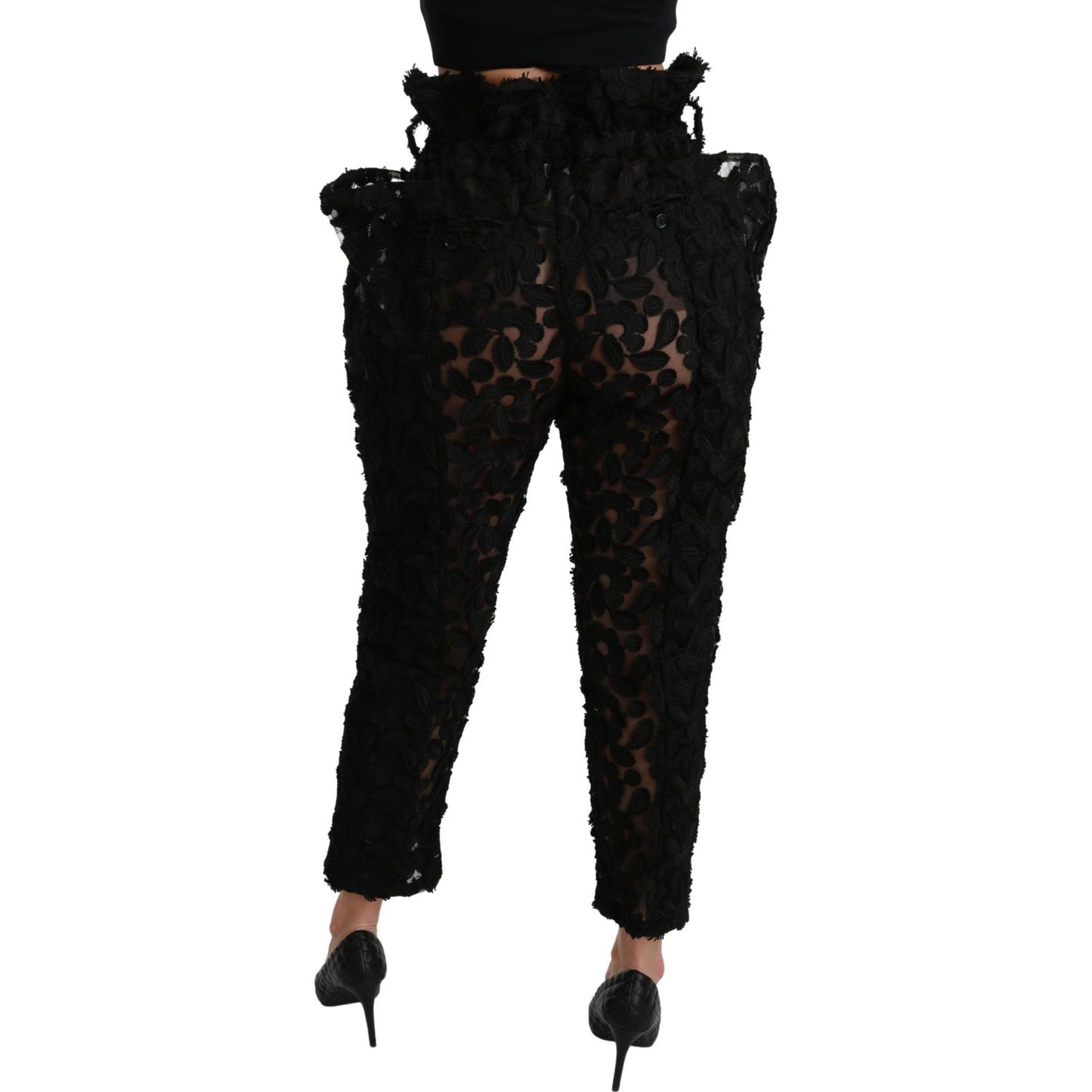 Chic Tapered High Waist Lace Pants