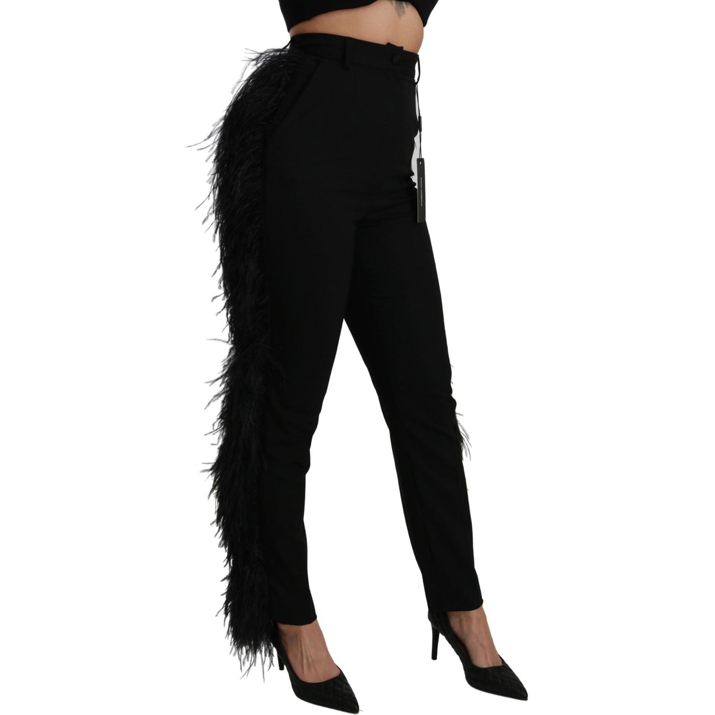 Elegant High Waist Wool Blend Pants