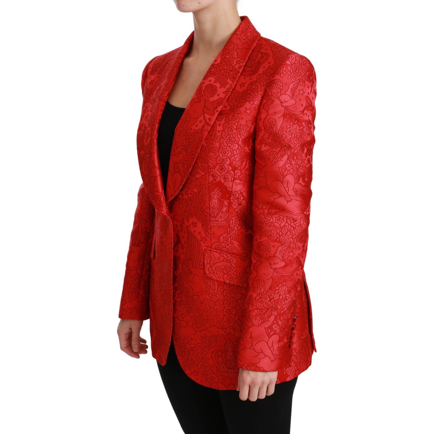 Red Floral Angel Pattern Blazer