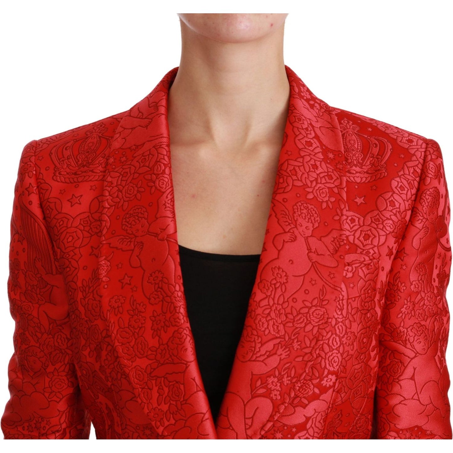 Red Floral Angel Pattern Blazer