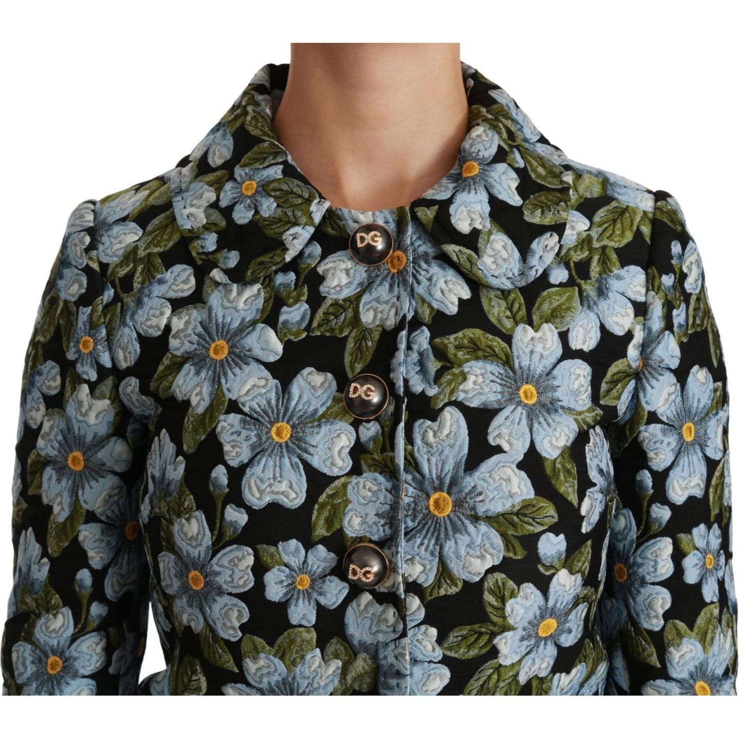 Elegant Floral Brocade Blazer Coat Jacket