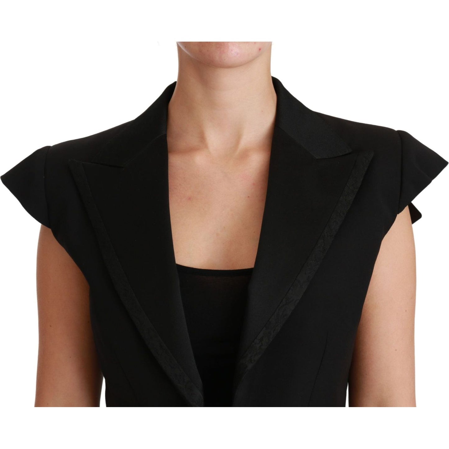 Elegant Black Cropped Blazer Vest