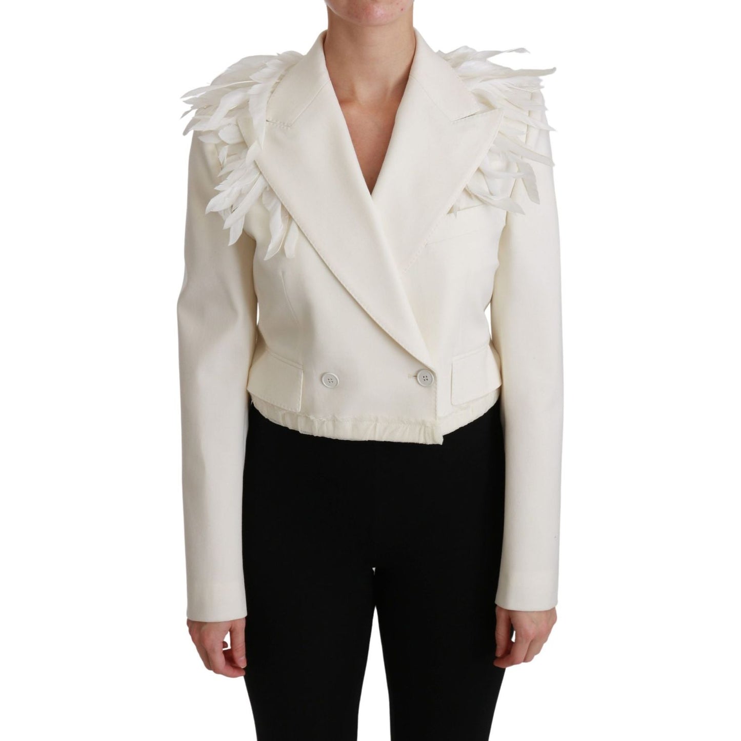 Elegant White Double Breasted Blazer Jacket