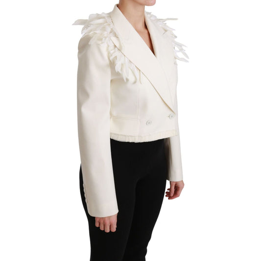 Elegant White Double Breasted Blazer Jacket