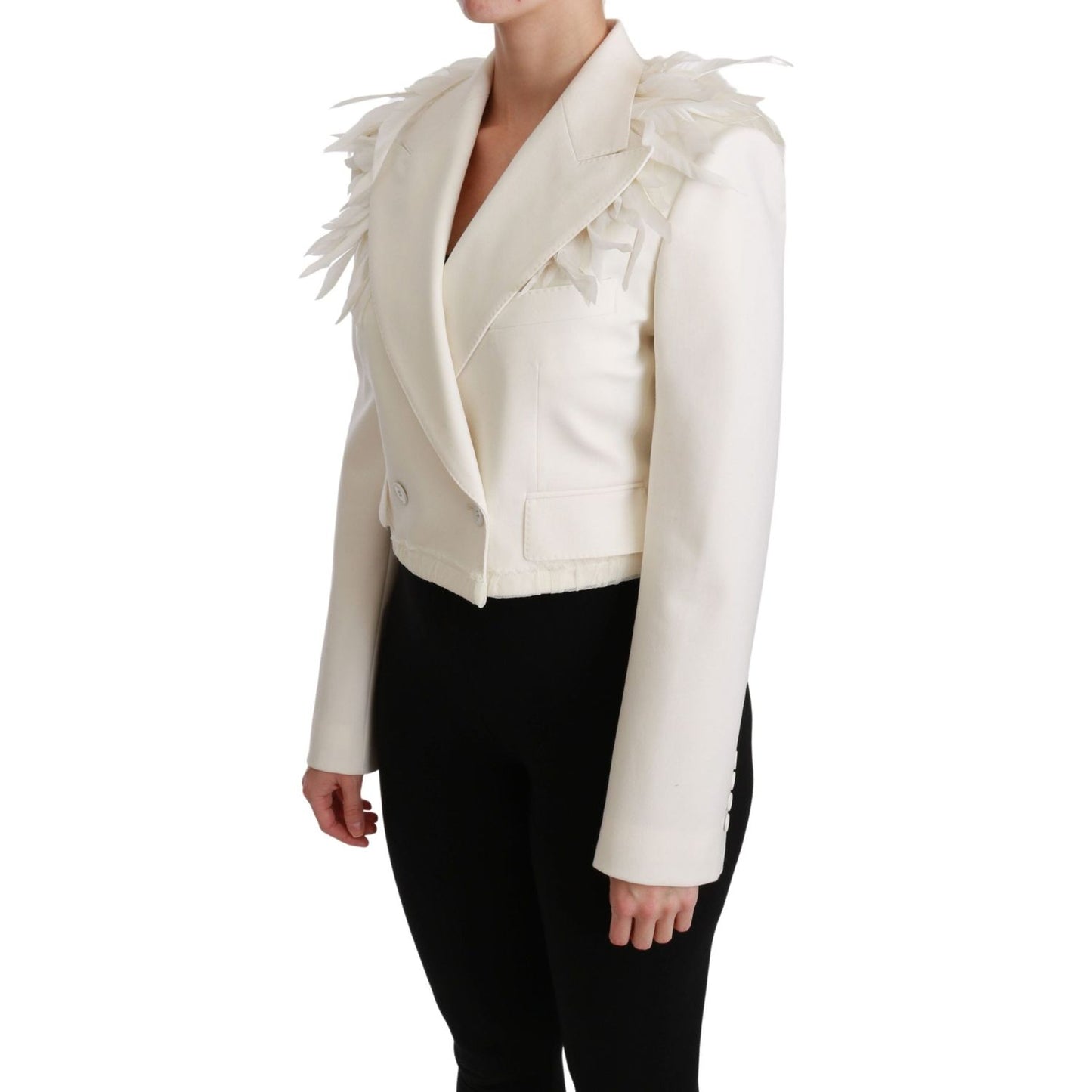 Elegant White Double Breasted Blazer Jacket