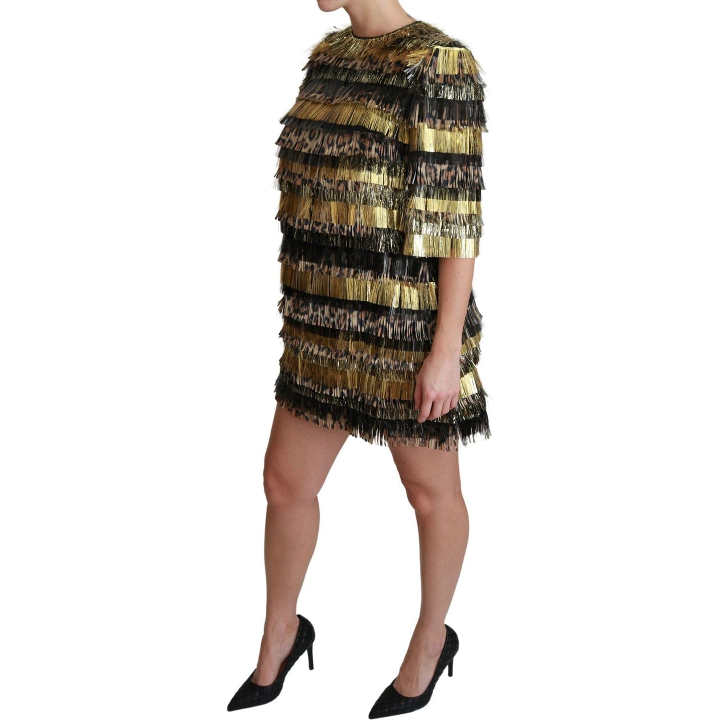 Elegant Sheath Mini Leopard Dress