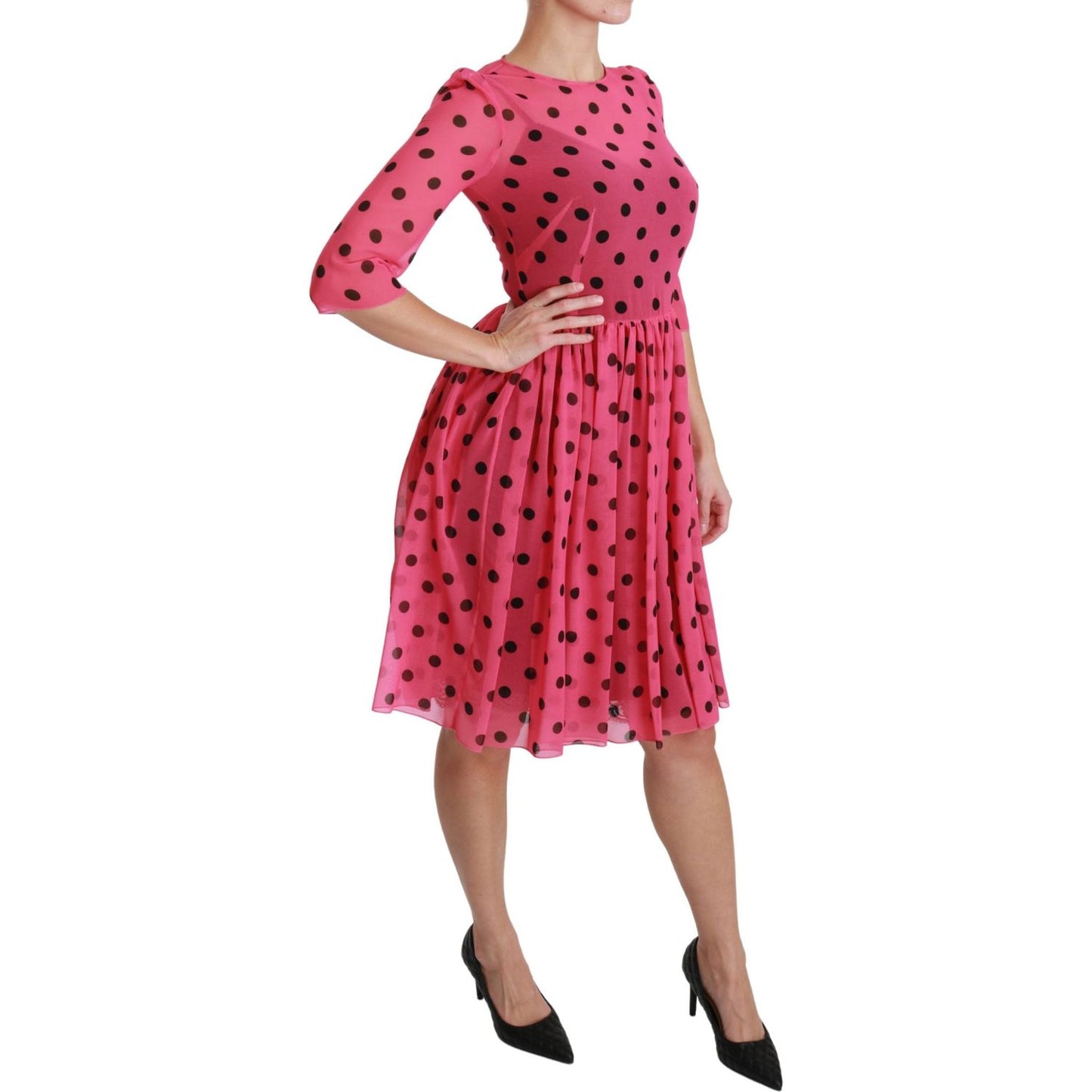 Elegant Polka Dot A-Line Knee Length Dress