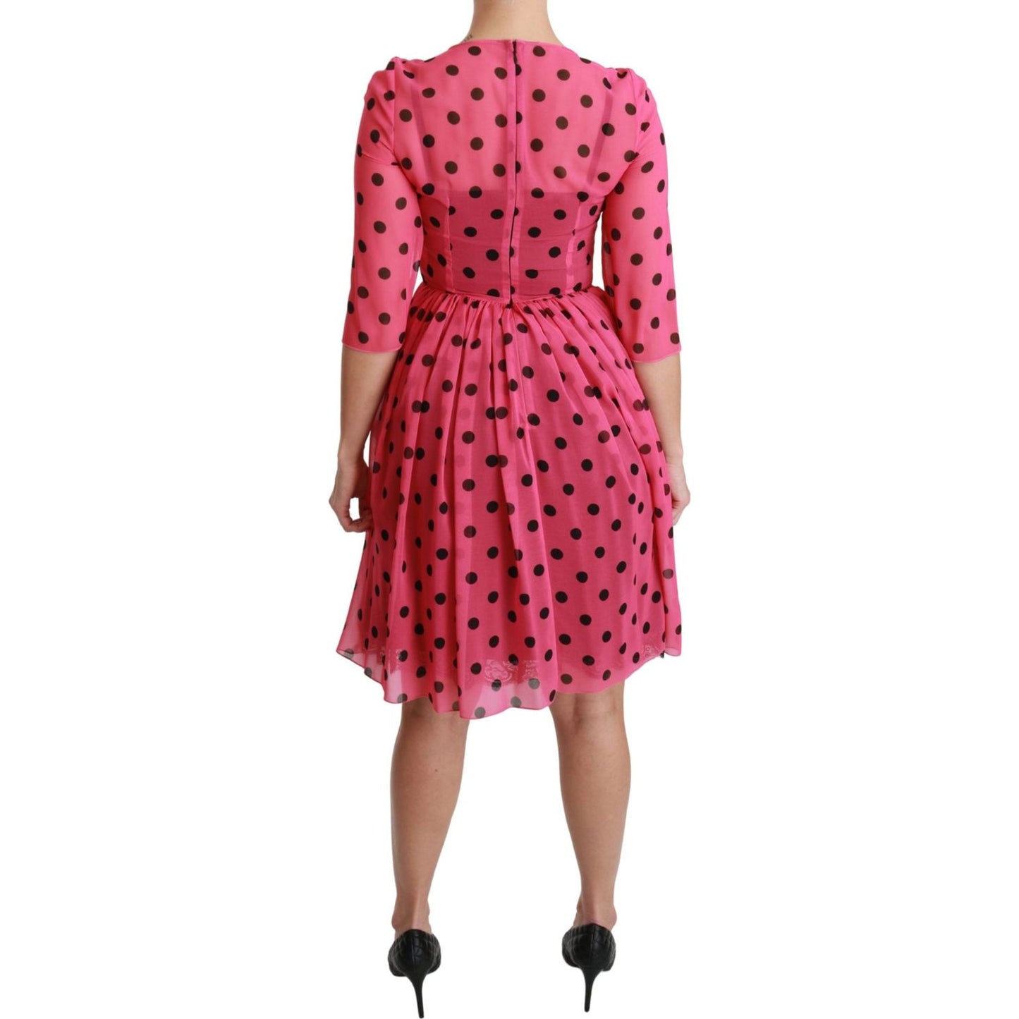 Elegant Polka Dot A-Line Knee Length Dress