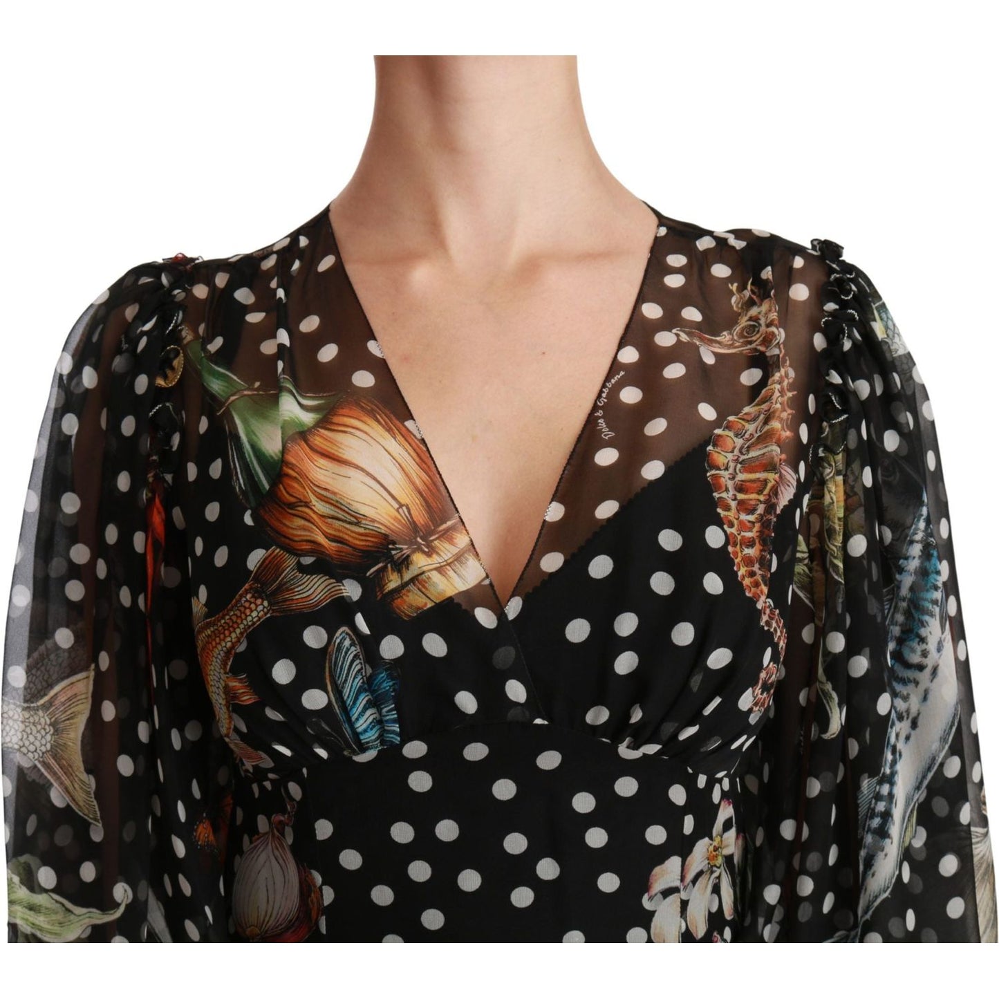 Dolce & Gabbana Black Sea Fish Sicily A-line Shift Dress