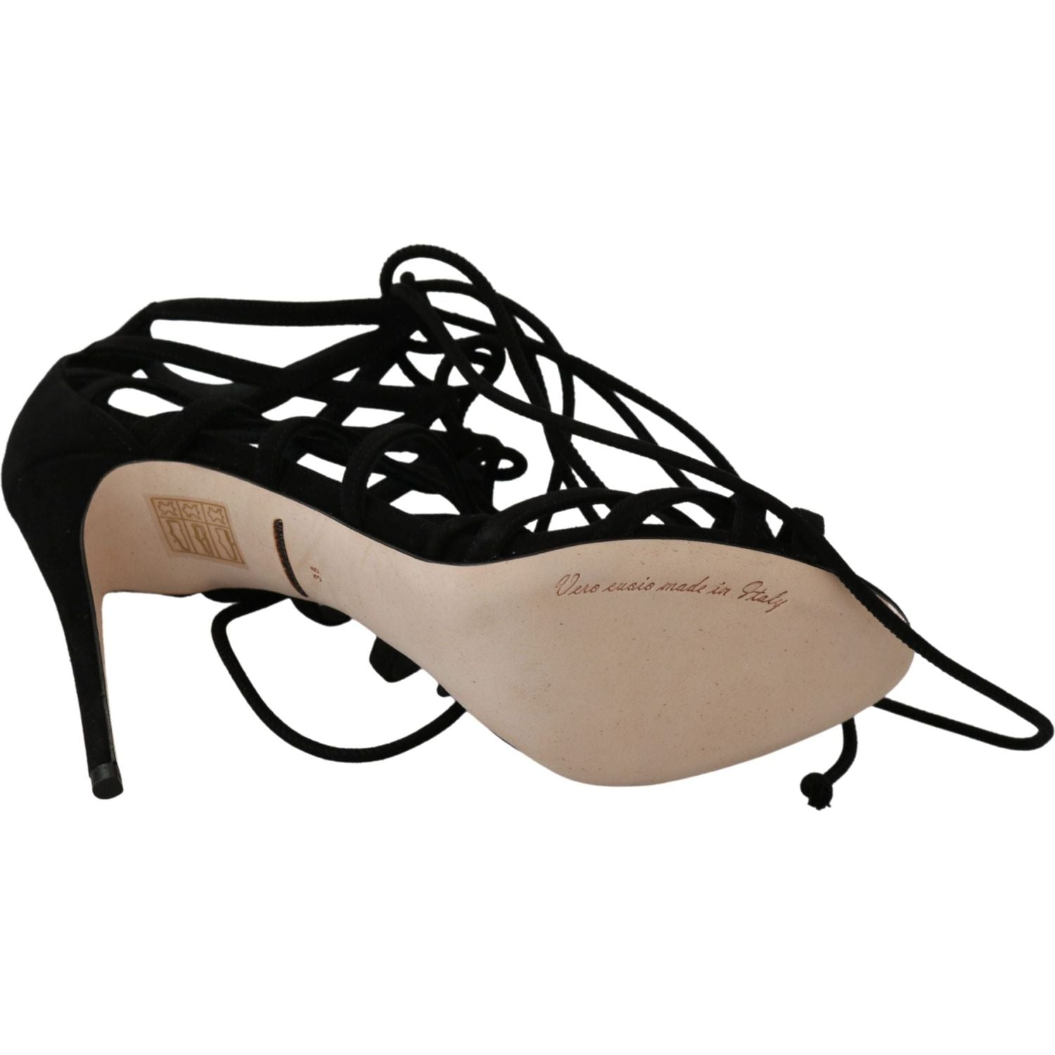 Dolce & Gabbana Black Suede Strap Stilettos Shoes Sandals