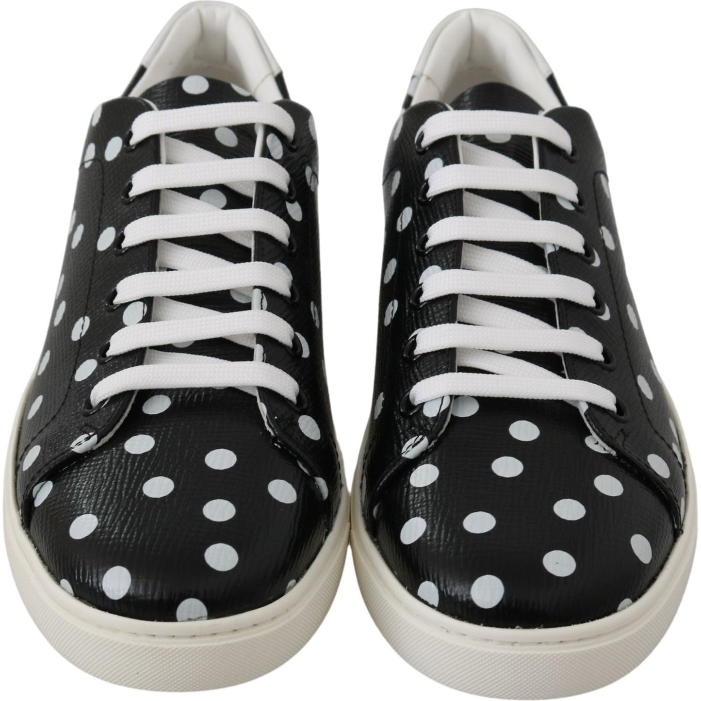 Black Polka Dotted Leather Sneakers