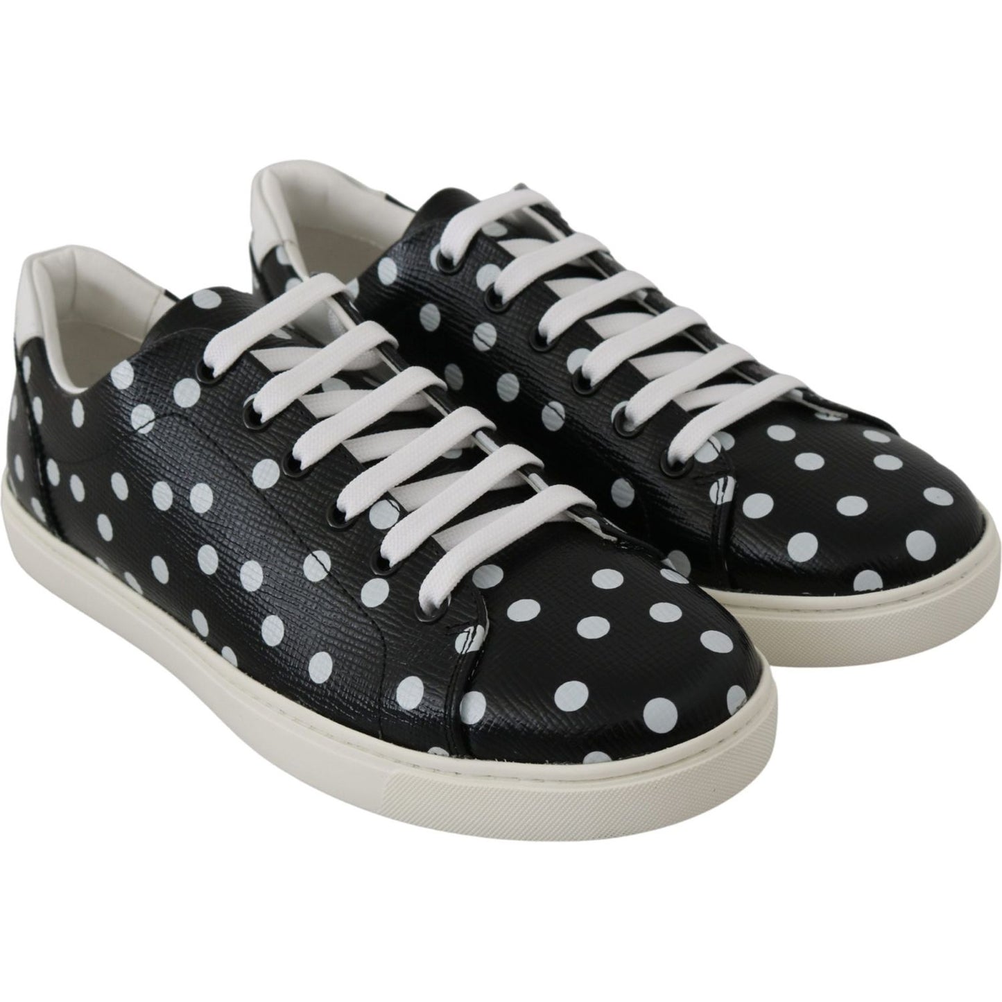 Black Polka Dotted Leather Sneakers