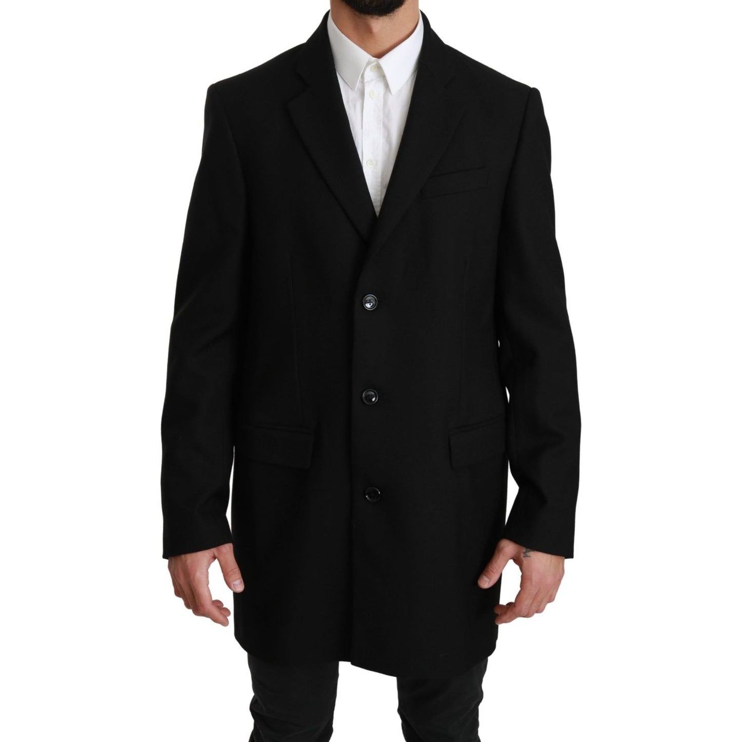 Elegant Black Wool Formal Blazer