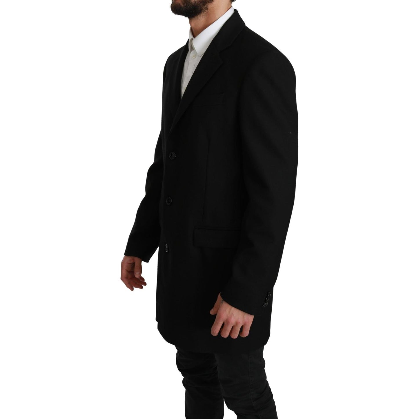 Elegant Black Wool Formal Blazer