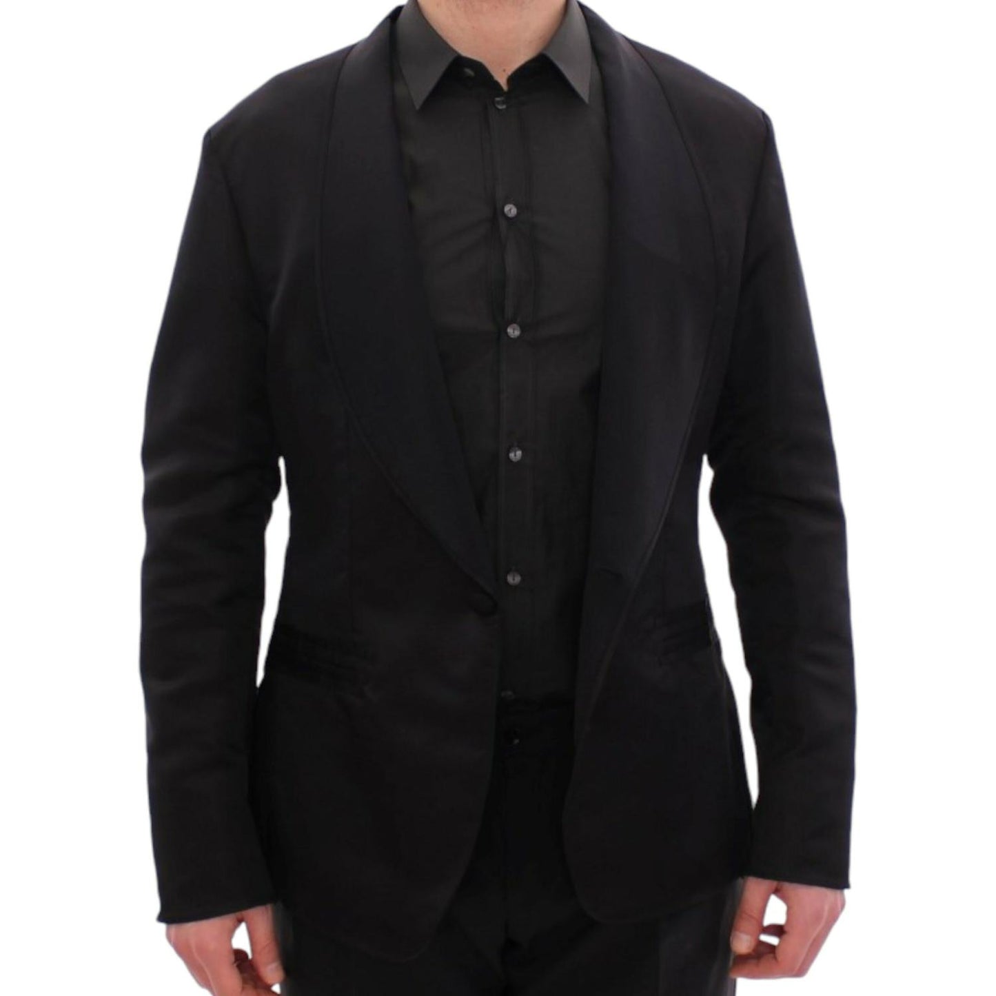 Dolce & Gabbana Elegant Black Silk Slim Fit Blazer black-silk-slim-fit-blazer-1