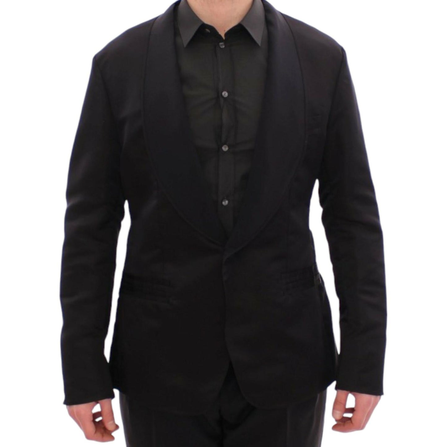 Dolce & Gabbana Elegant Black Silk Slim Fit Blazer black-silk-slim-fit-blazer-1