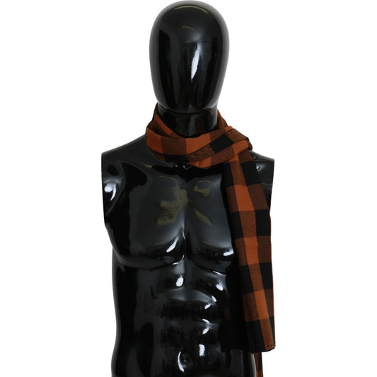 Chic Orange Check Wool Blend Scarf Costume National