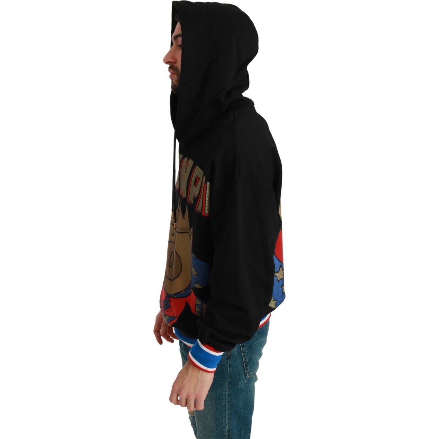 Elegant Hooded Pullover With Regal Motif