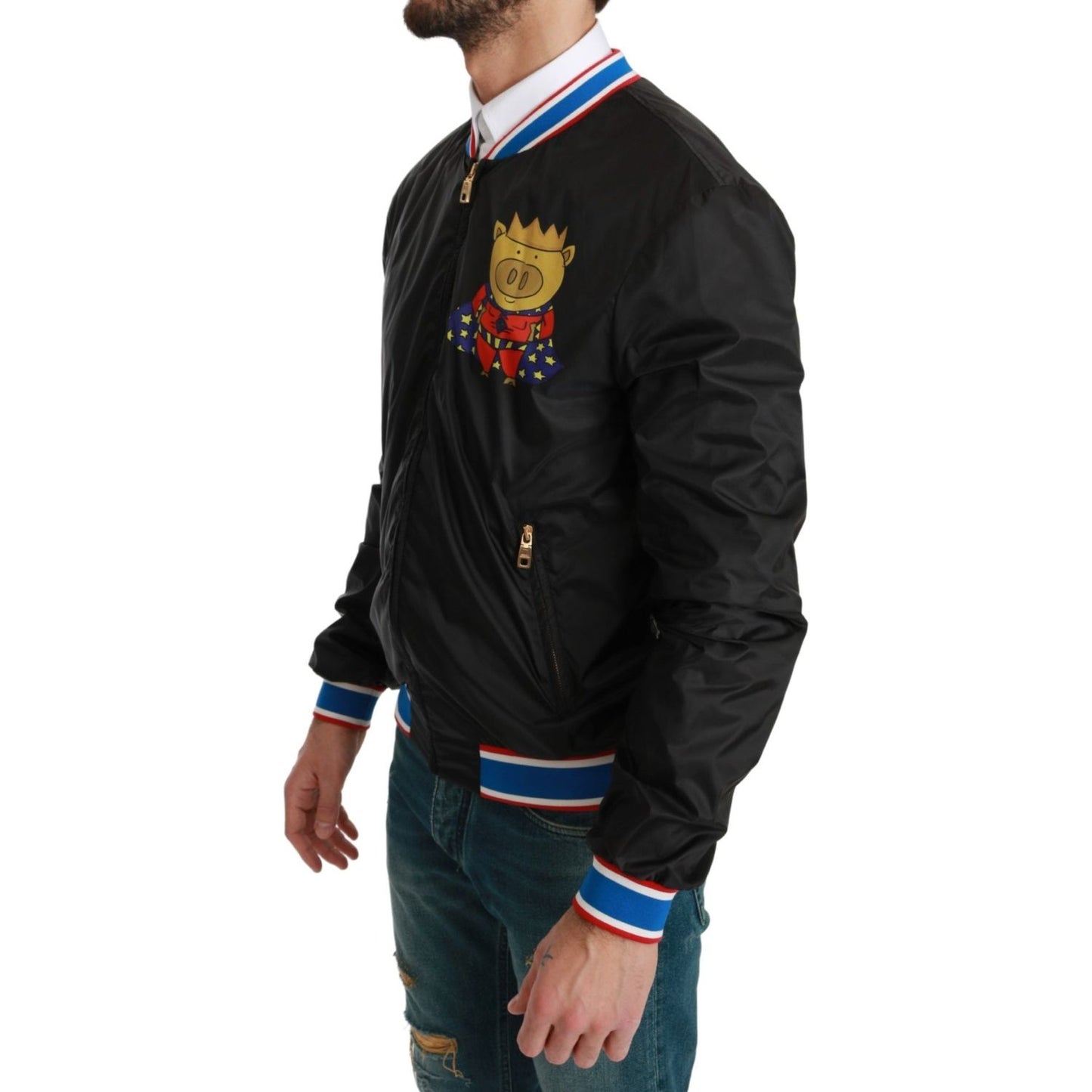 Elegant Multicolor Motive Bomber Jacket