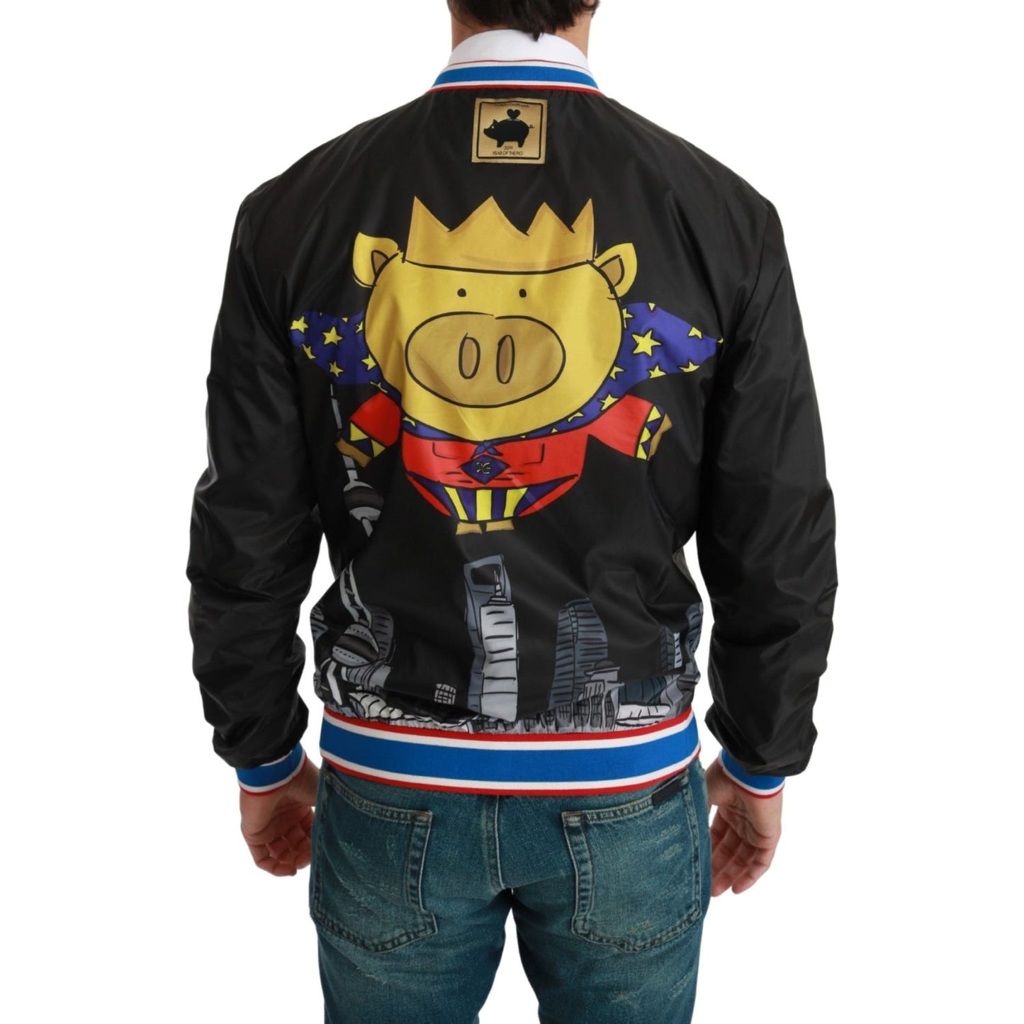 Elegant Multicolor Motive Bomber Jacket