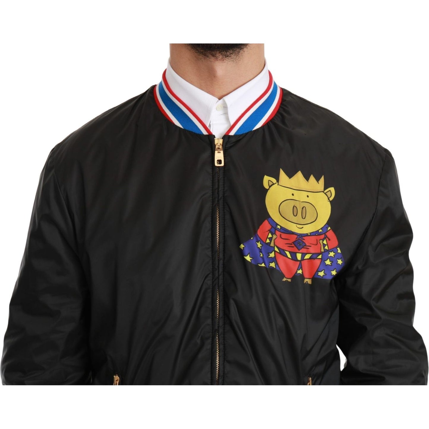 Elegant Multicolor Motive Bomber Jacket