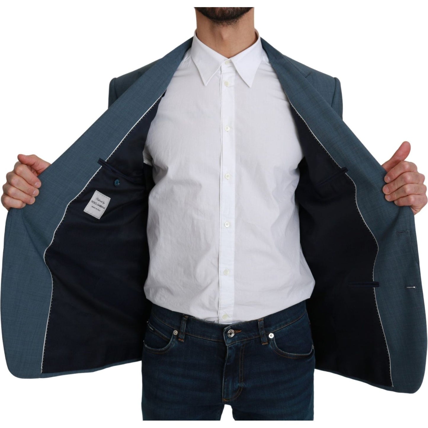 Elegant Light Blue Slim Fit Blazer