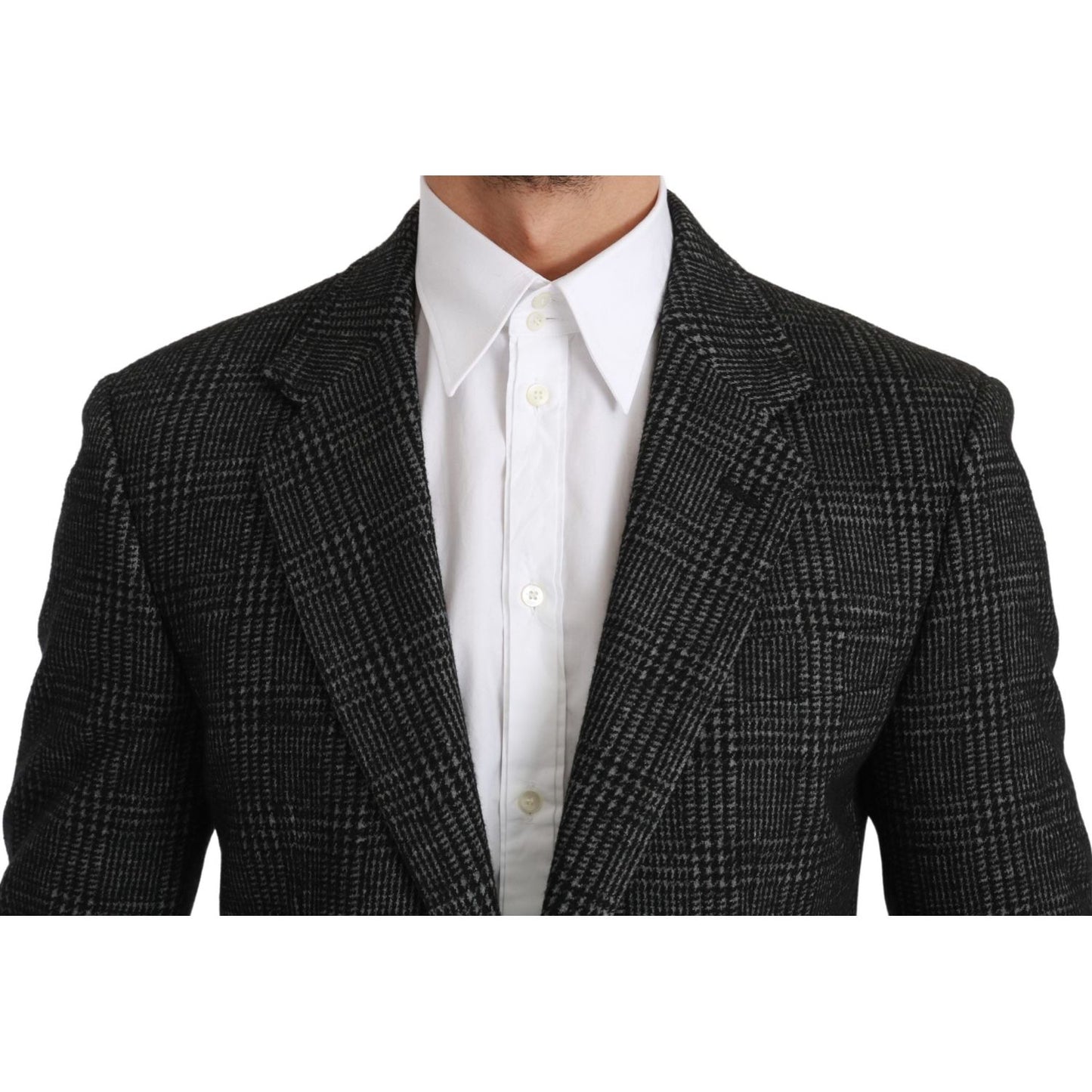 Dolce & Gabbana Gray Plaid Check Slim Fit Jacket Blazer