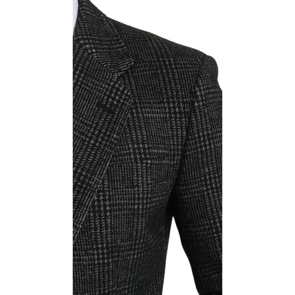 Dolce & Gabbana Gray Plaid Check Slim Fit Jacket Blazer