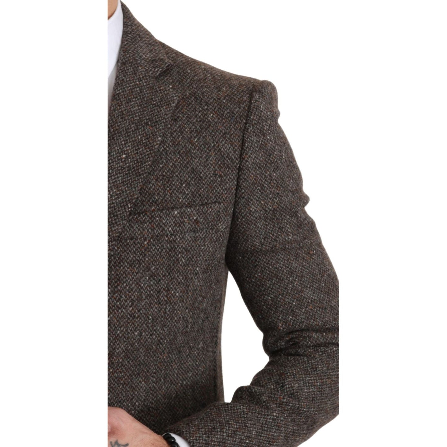 Elegant Brown Slim Fit Wool Blend Blazer