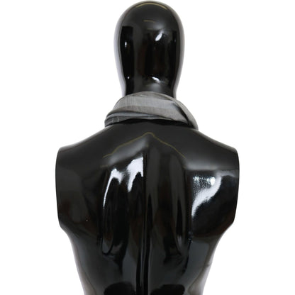 GF Ferre Gray Wool Viscose Foulard Patterned Branded Scarf Wool Scarves