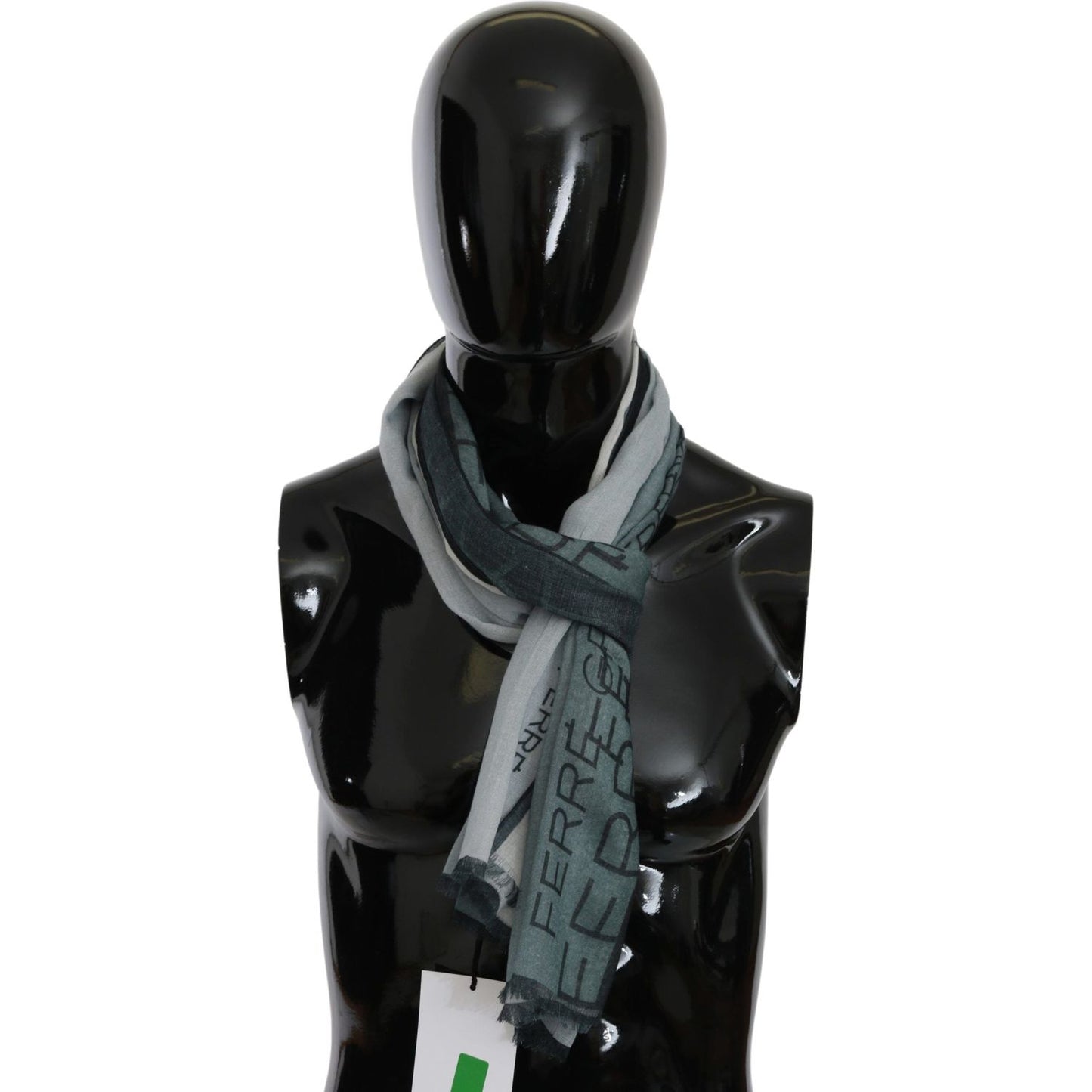 Elegant Blue Gray Wool Blend Scarf