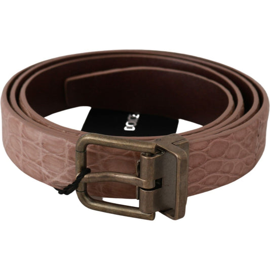 Elegant Exotic Skin Brushed Gold Buckle Belt