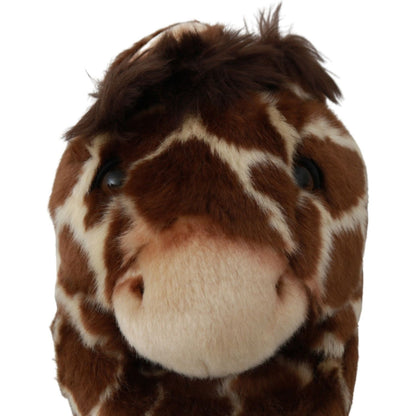 Dolce & Gabbana Brown Giraffe Slippers Flats Sandals Shoes