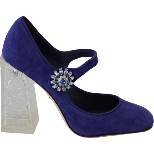 Elegant Purple Suede Mary Janes Pumps