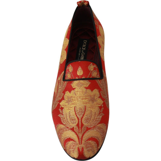 Rose Gold Brocade Loafers Slide Flats