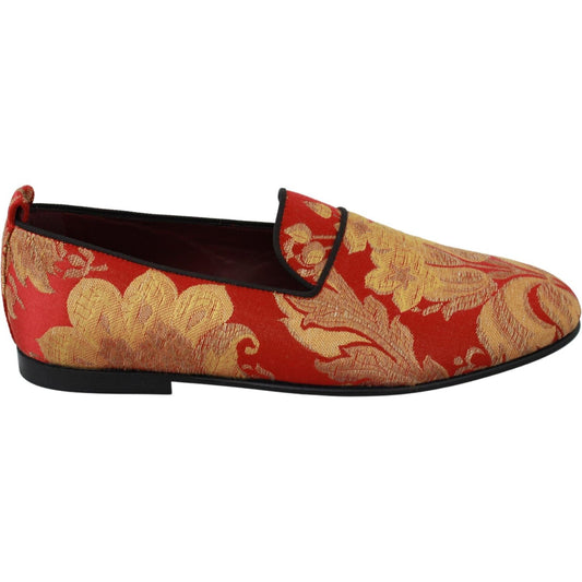 Rose Gold Brocade Loafers Slide Flats