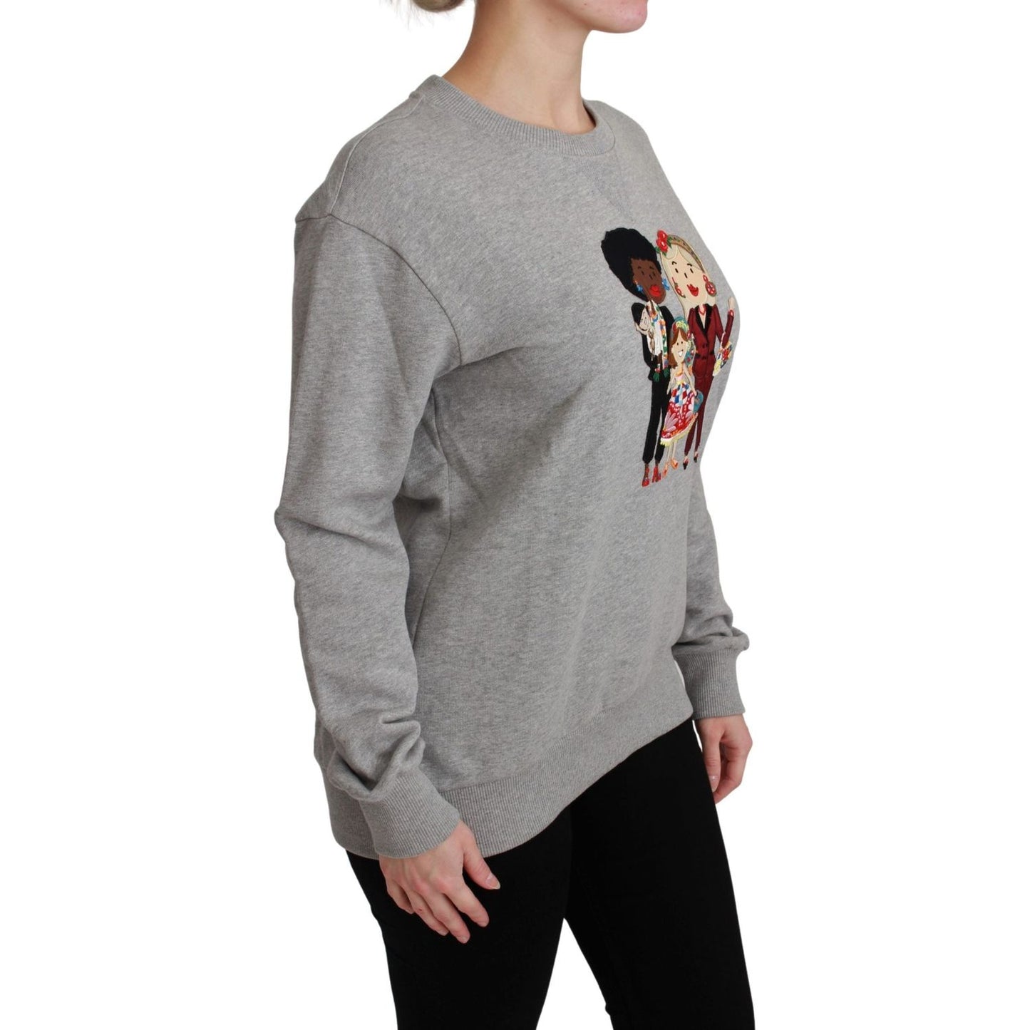 Elegant Multicolor Embroidered Crew-neck Sweater