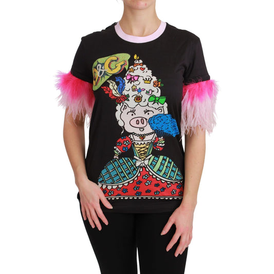 Chic Crewneck Year of the Pig Motif Tee