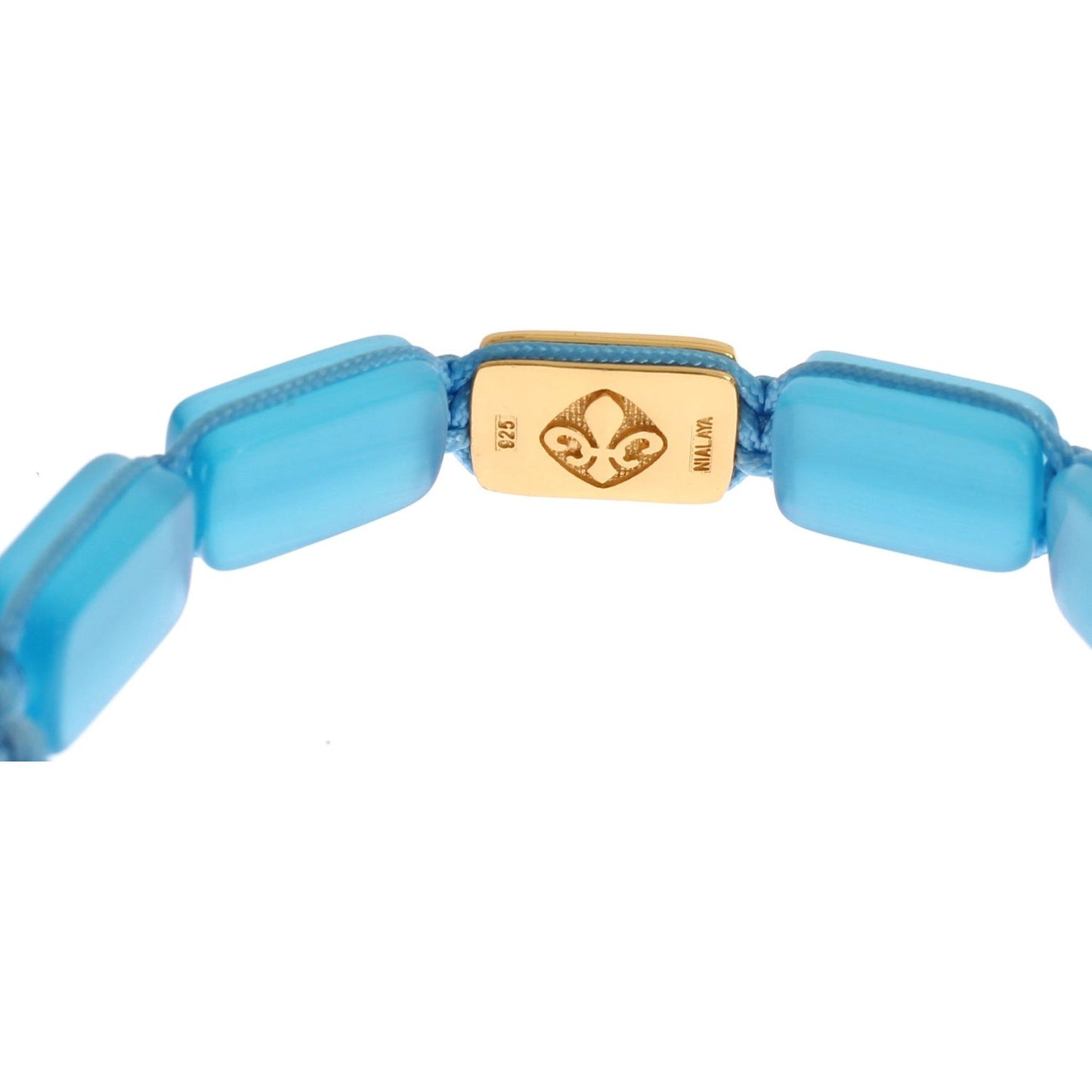 Nialaya Elegant Blue Opal & Diamond-Studded Bracelet cz-opal-18k-gold-925-bracelet
