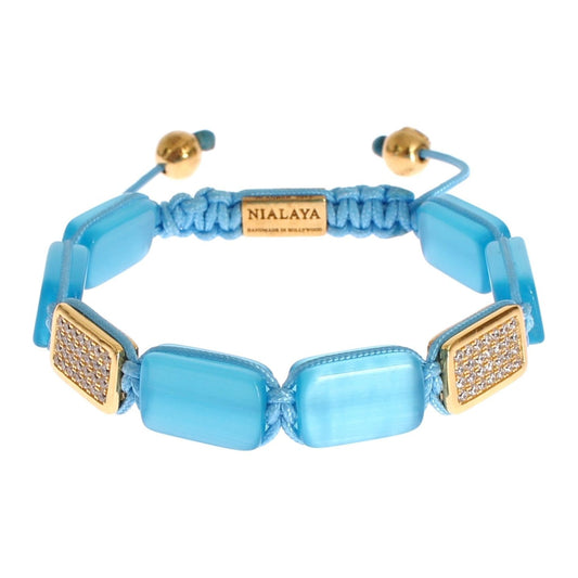 Elegant Blue Opal & Diamond-Studded Bracelet