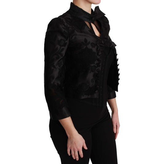 Exquisite Floral Jacquard Corset Blazer