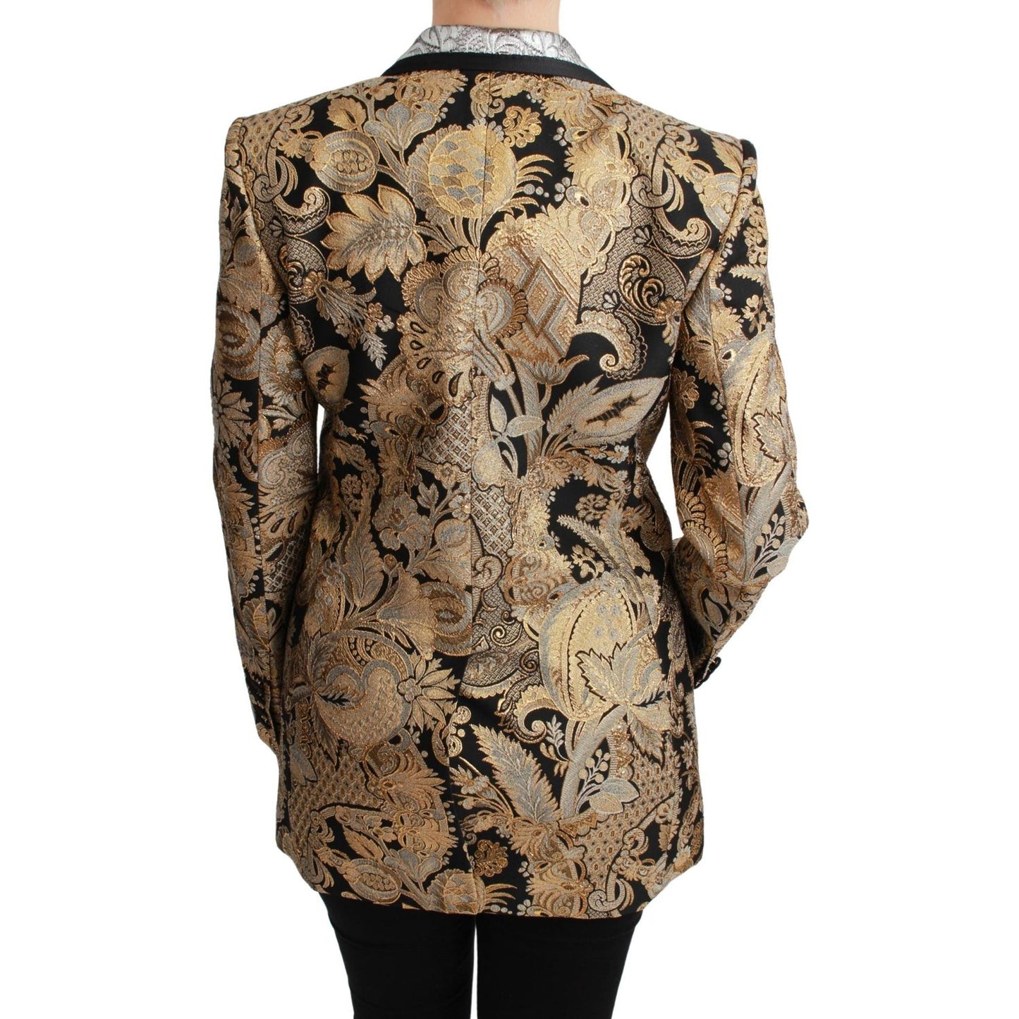 Elegant Gold Floral Jacquard Blazer