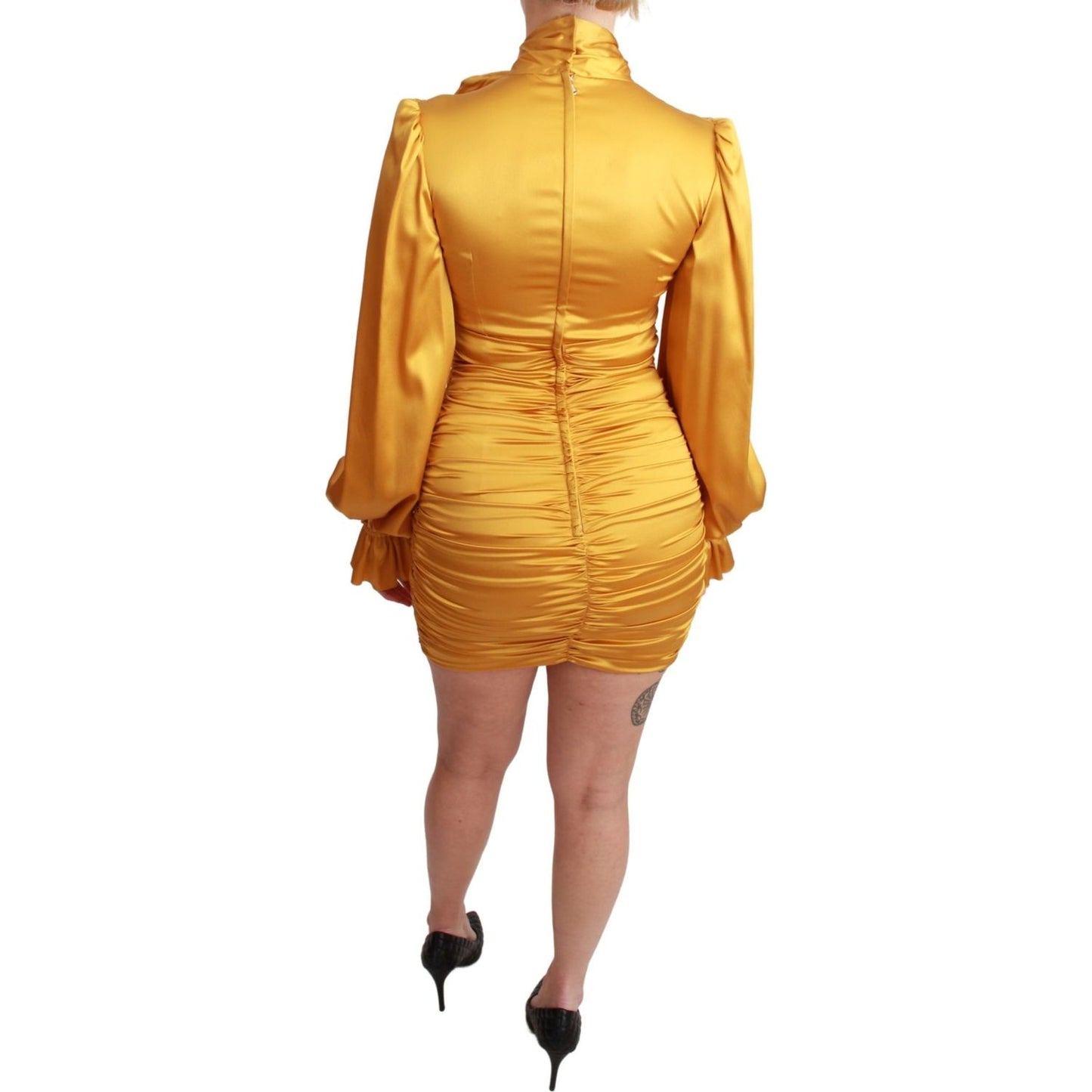 Radiant Yellow Silk Bodycon Mini Dress