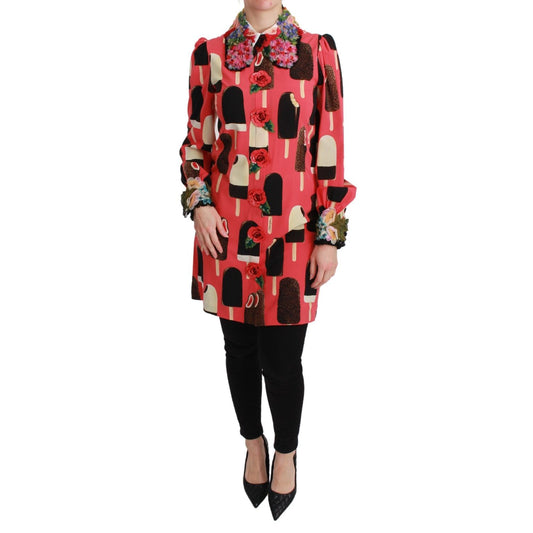 Dolce & Gabbana Pink Ice Cream Roses Sequined Dress Dolce & Gabbana