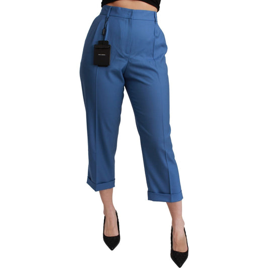 Elegant Pleated Wool Cuffed Trousers