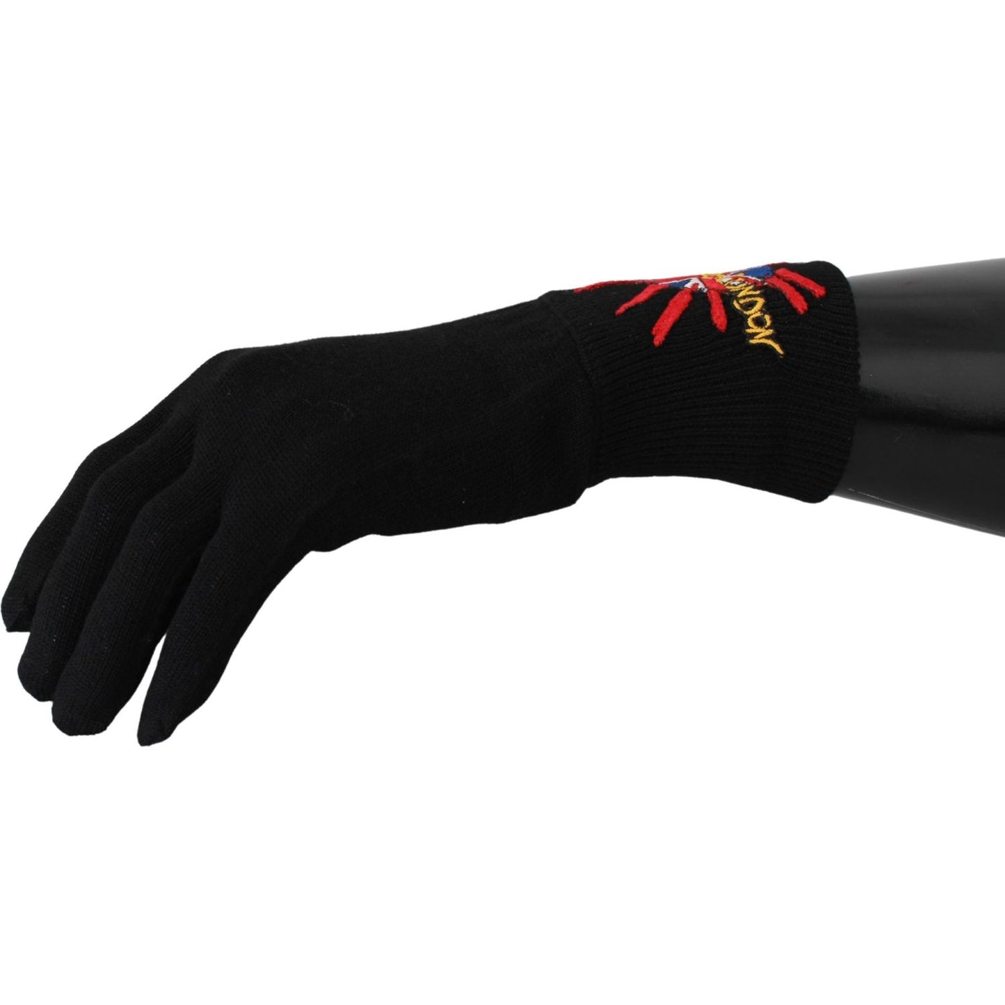 Elegant Black Virgin Wool Unisex Gloves