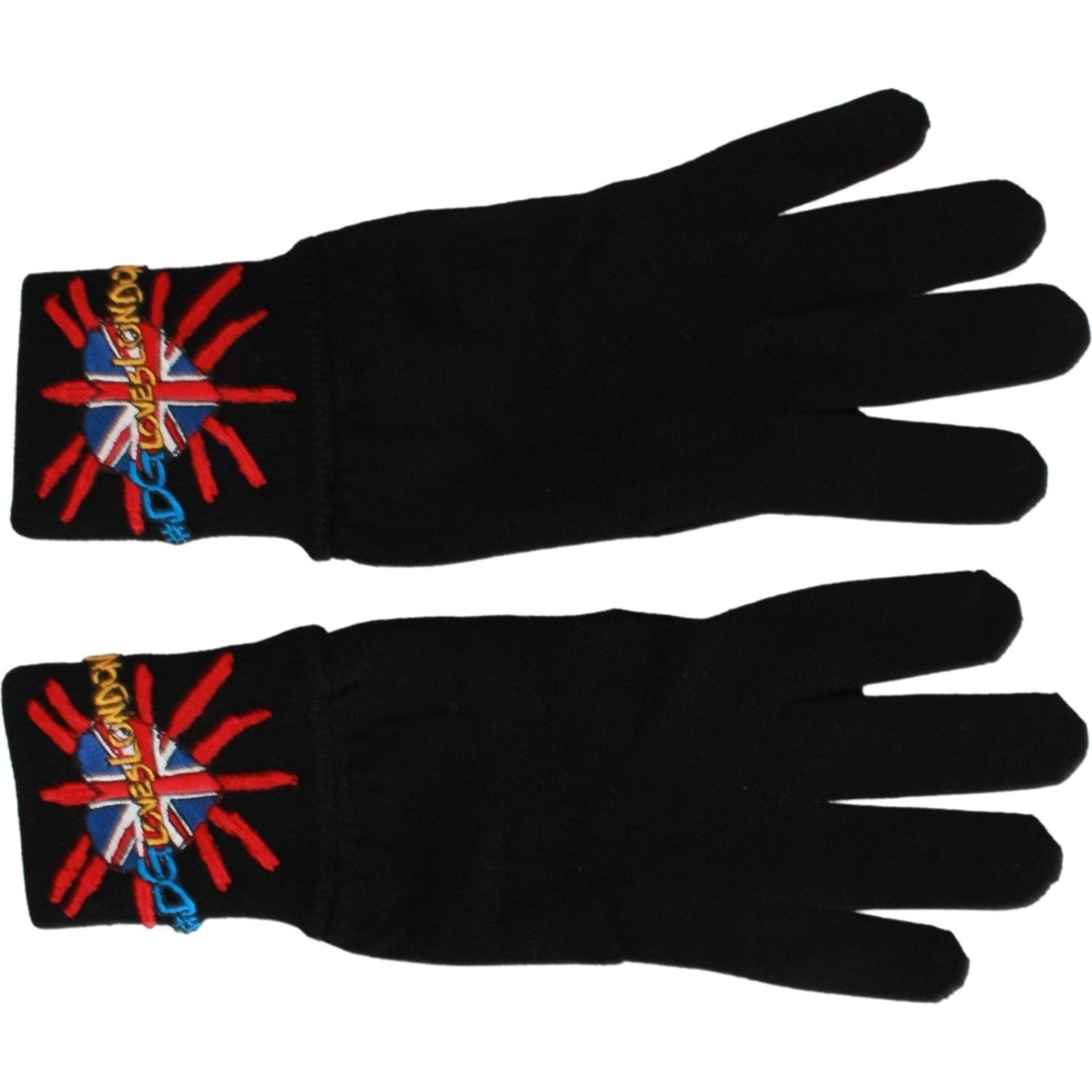 Elegant Black Virgin Wool Unisex Gloves