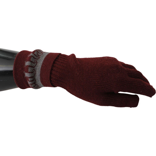 Maroon Wool-Blend Designer Gloves