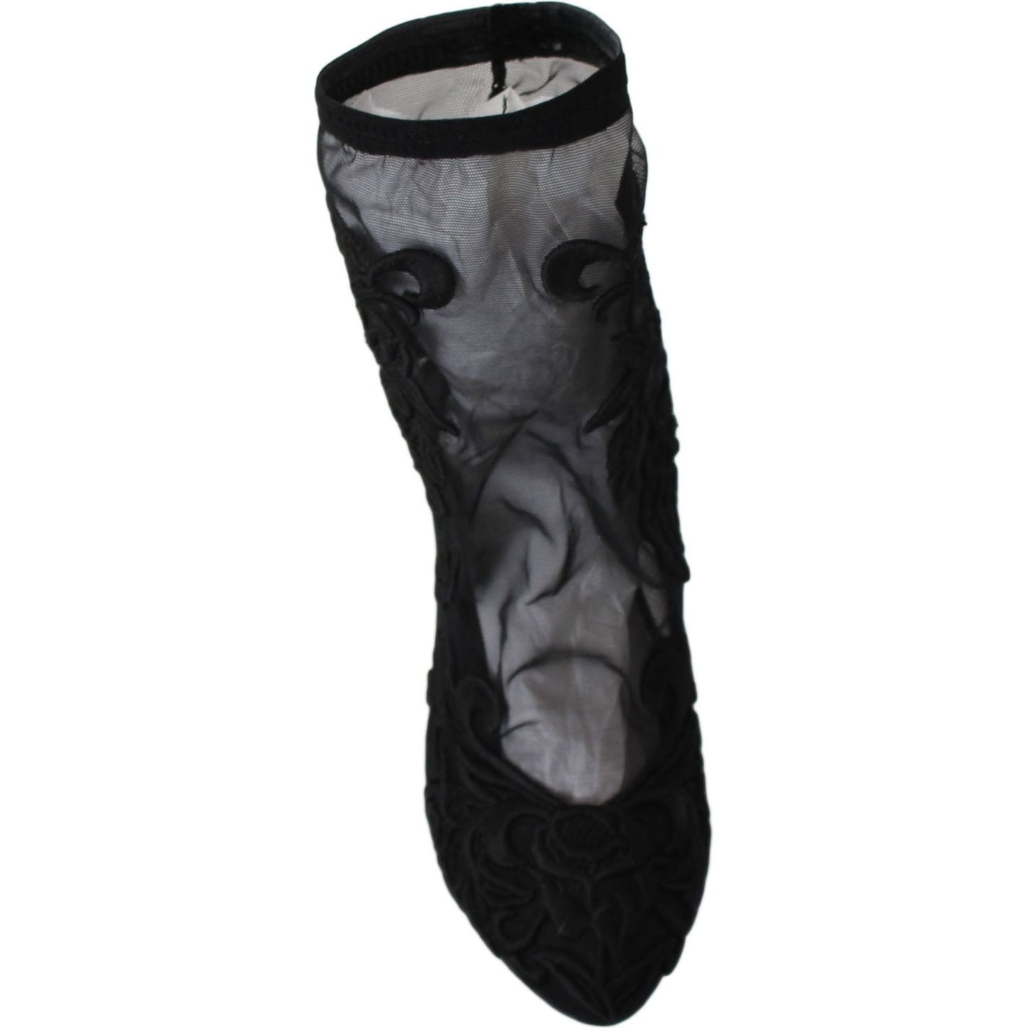 Dolce & Gabbana Black Roses Stilettos Booties Socks Shoes Shoes